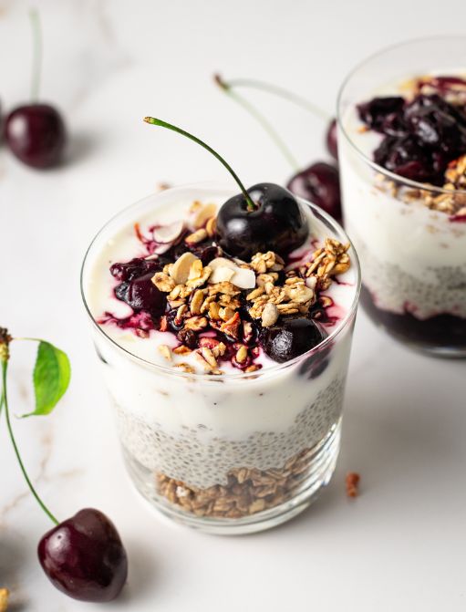 Cherry Bakewell Chia Pudding