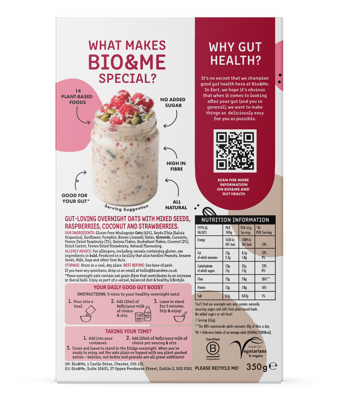 BIG VALUE 6 PACK - RASPBERRY & COCONUT OVERNIGHT OATS (6x350g)